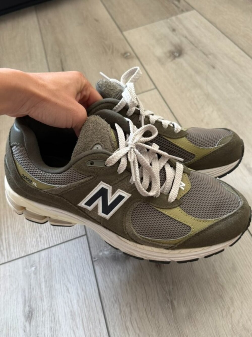 Men's New Balance 2002R sneakers in the Dark Moss olive green 9